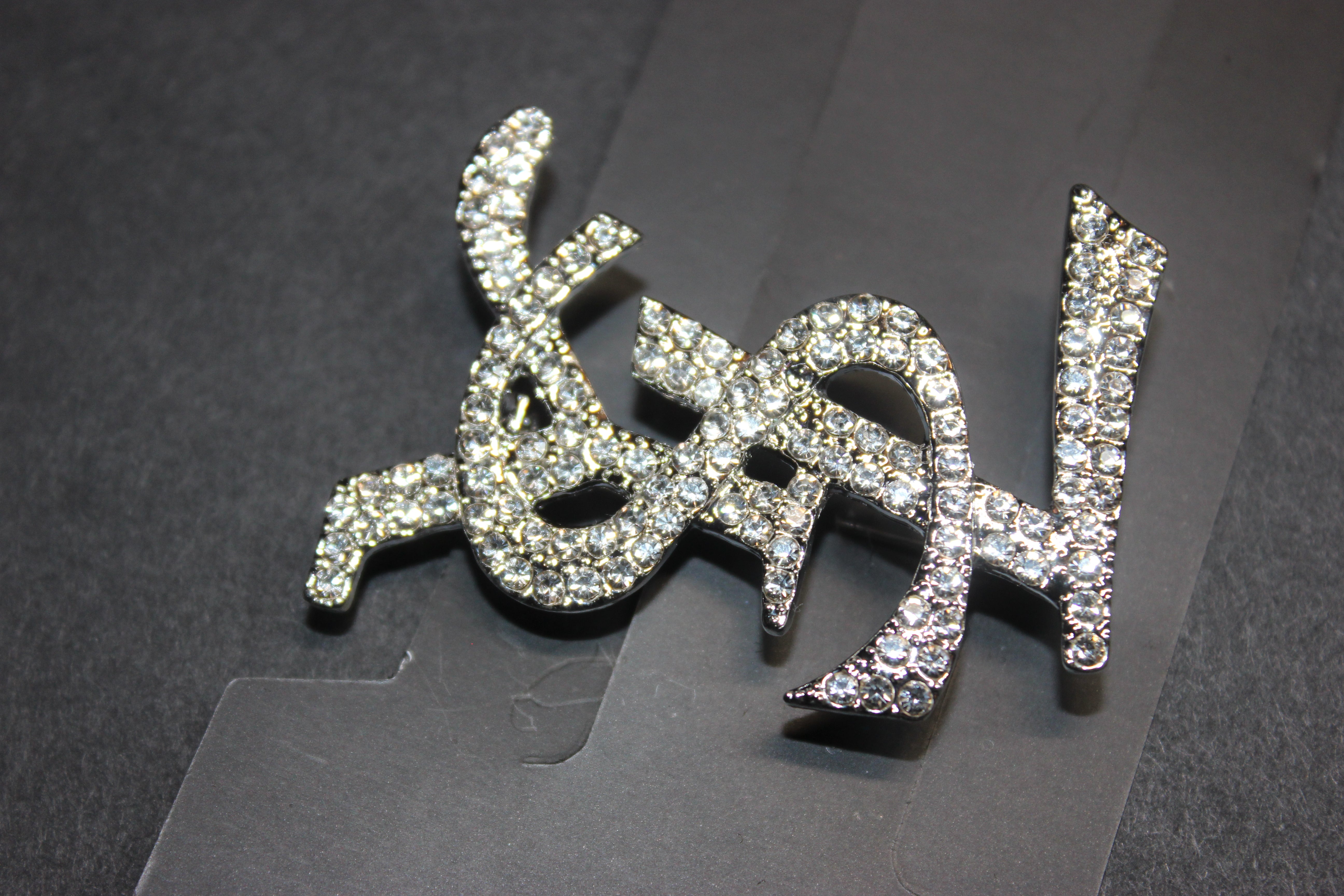 Silver Rhinestone Brooch Pin