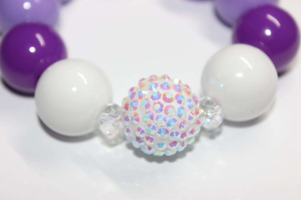 White & Purple Large Beaded Bracelet