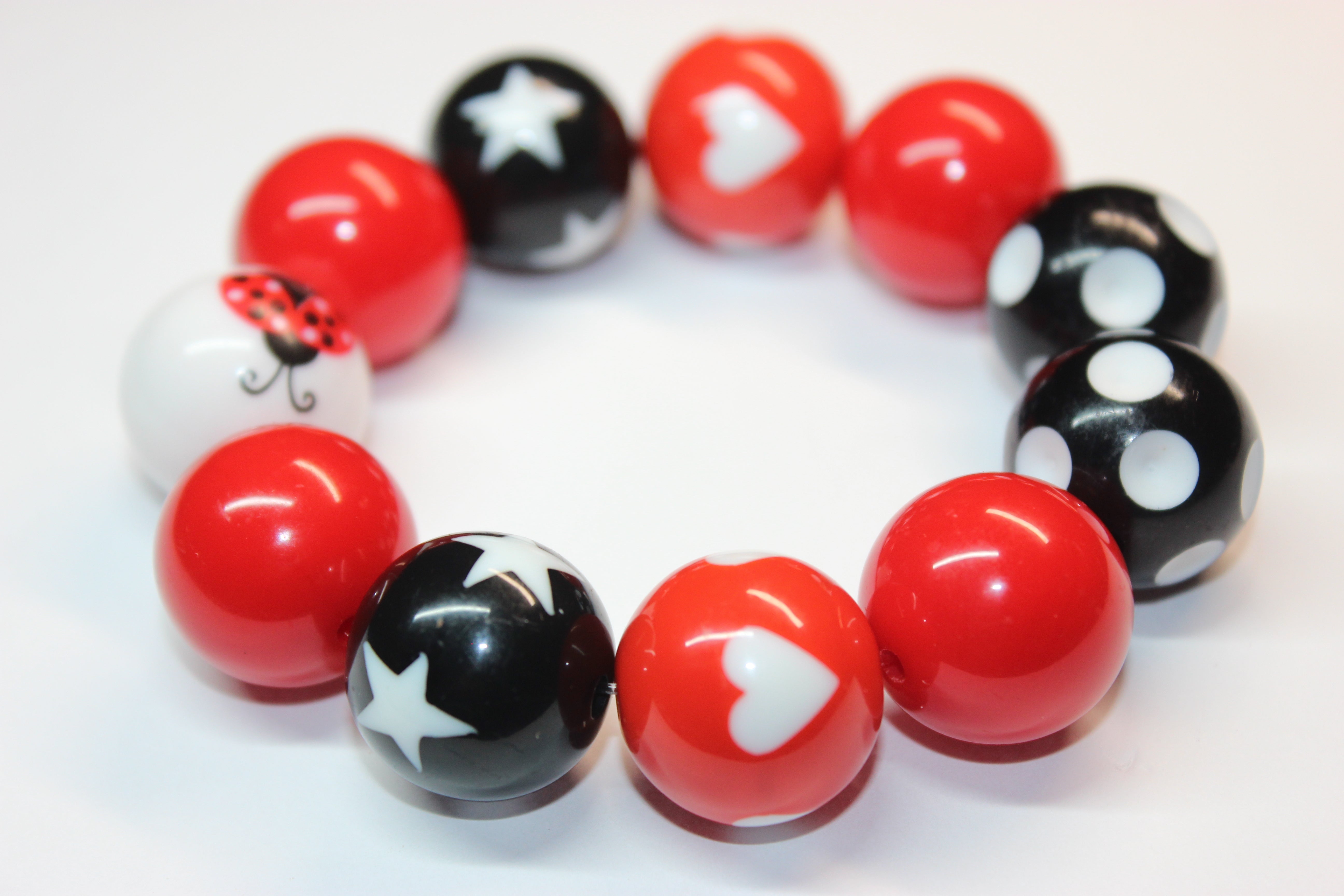 Red Black & White Ladybug Bracelet