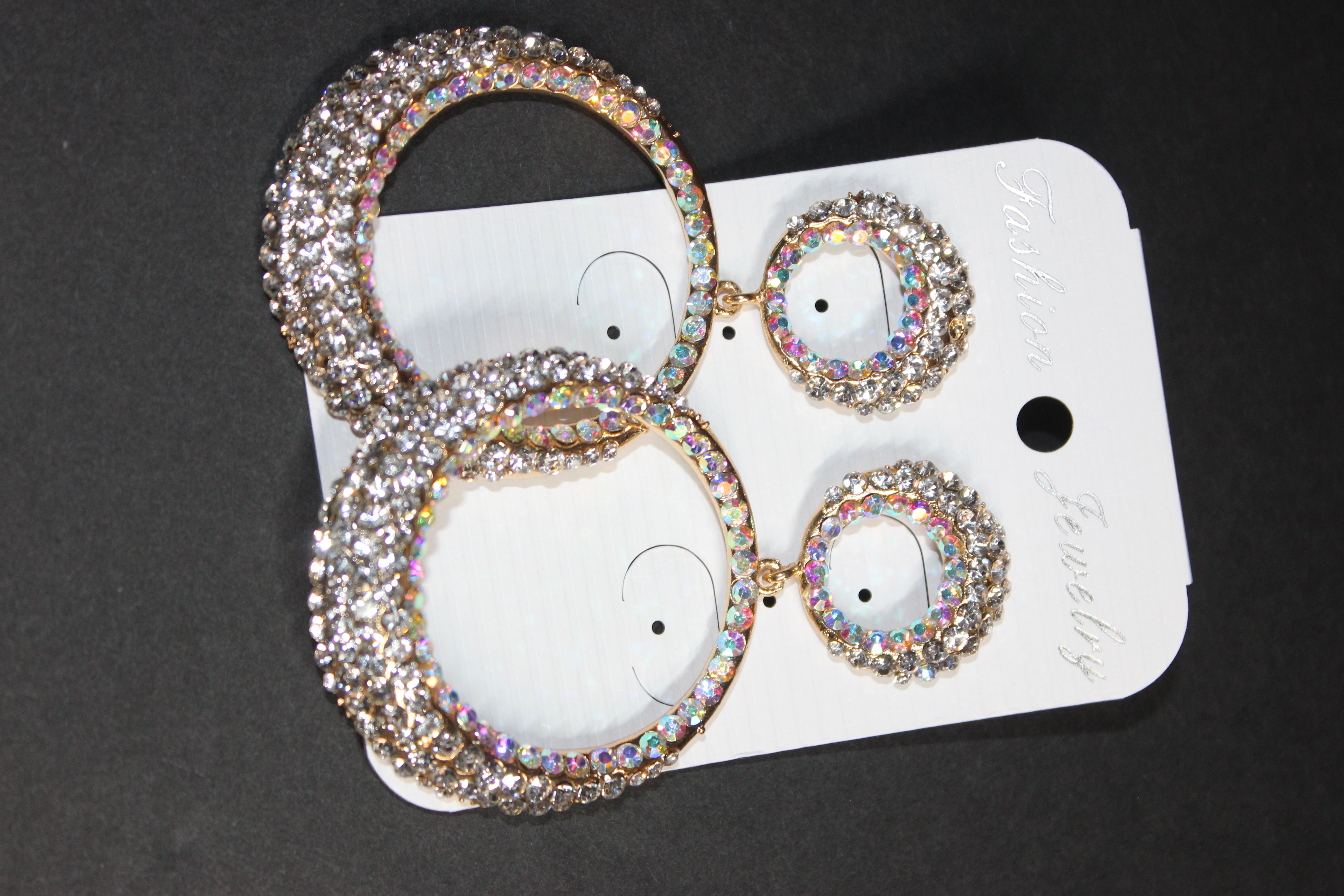 Iridescent & Clear Rhinestone Earrings