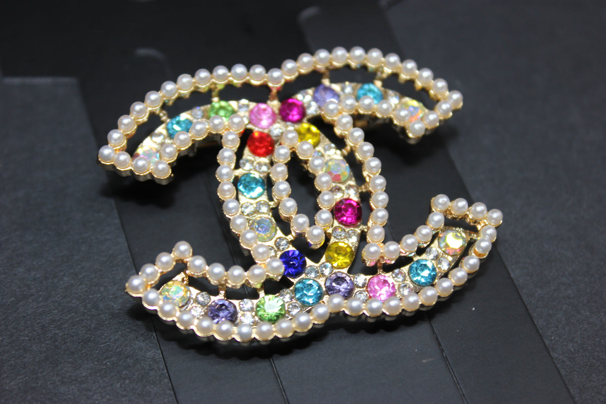 Pearl Colorful & Gold Brooch Pin