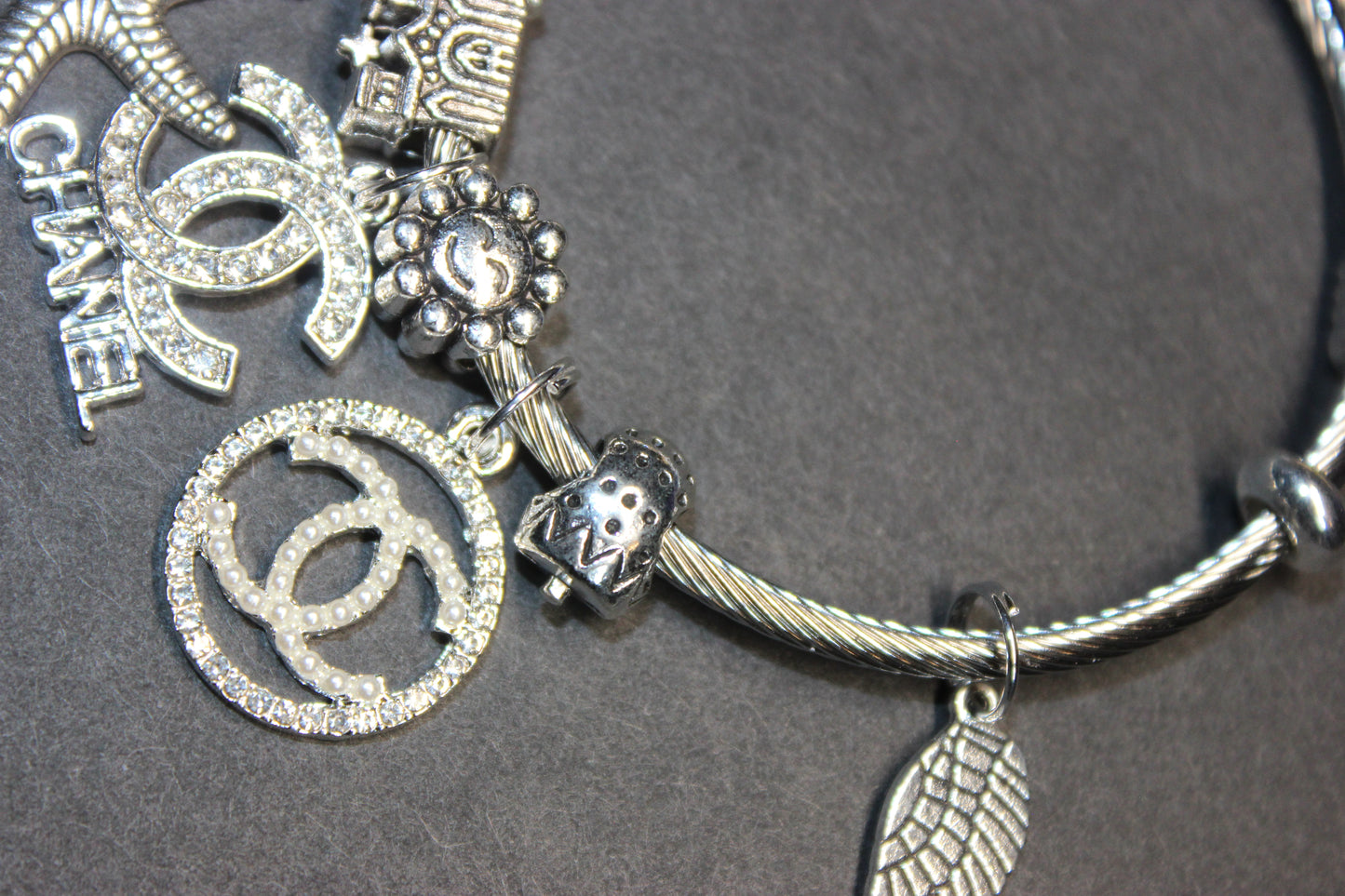 Silver Charm Bangle Bracelet