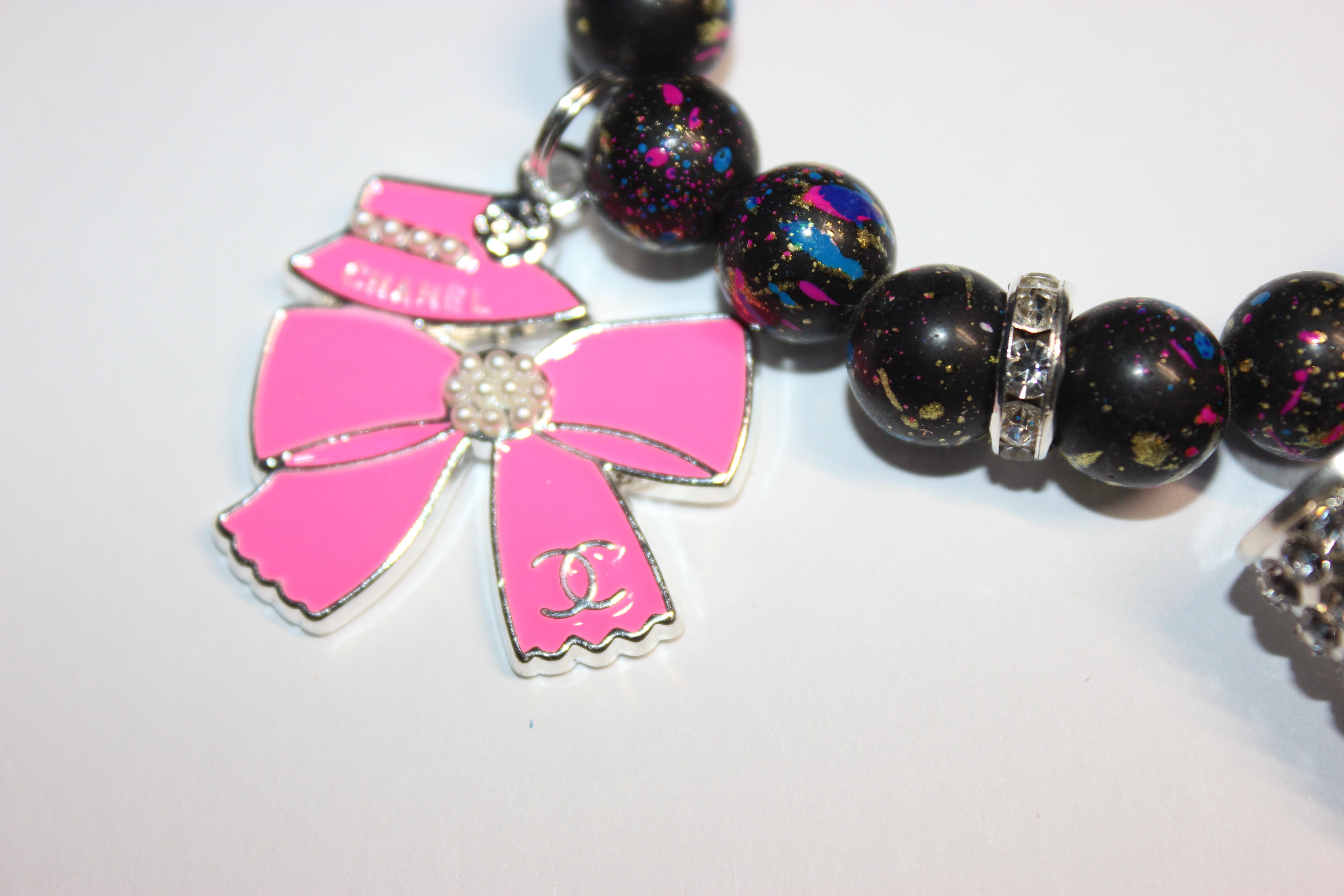 Black Pink & White Charm Bracelet (1)