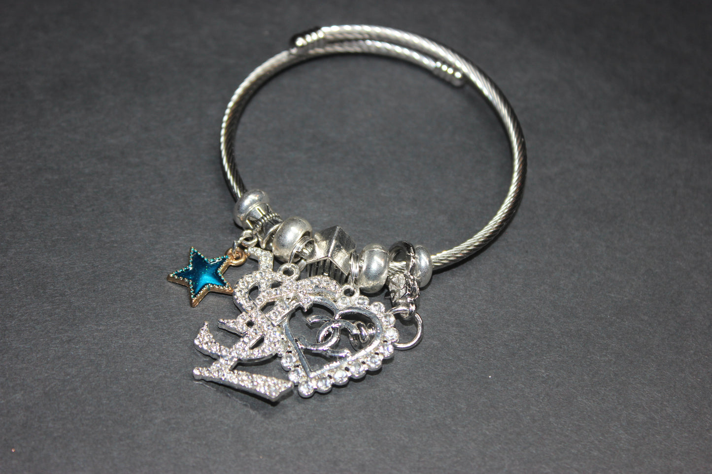 Silver Charm Bangle