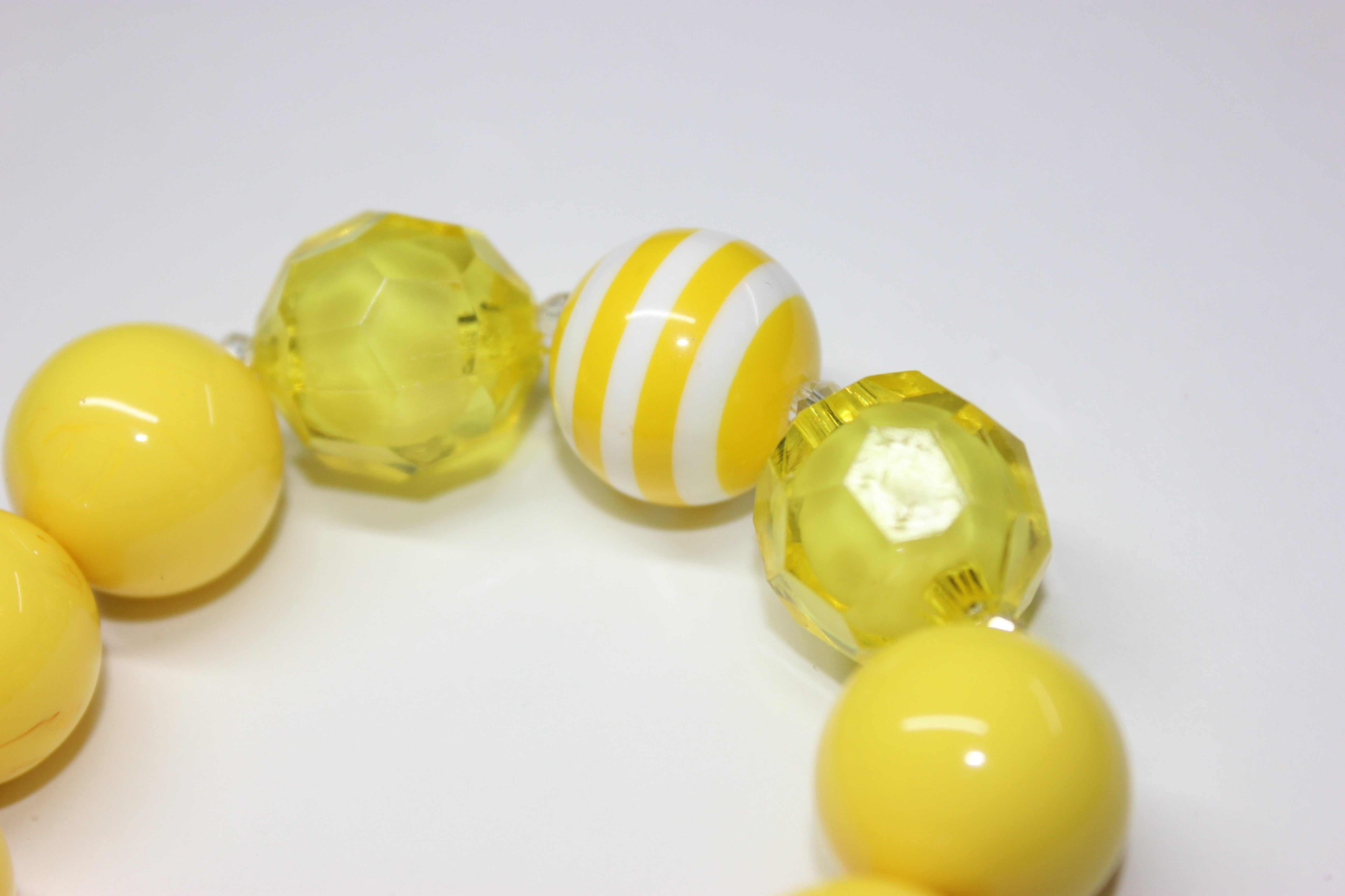 Yellow & White Large Beaded Bracelet