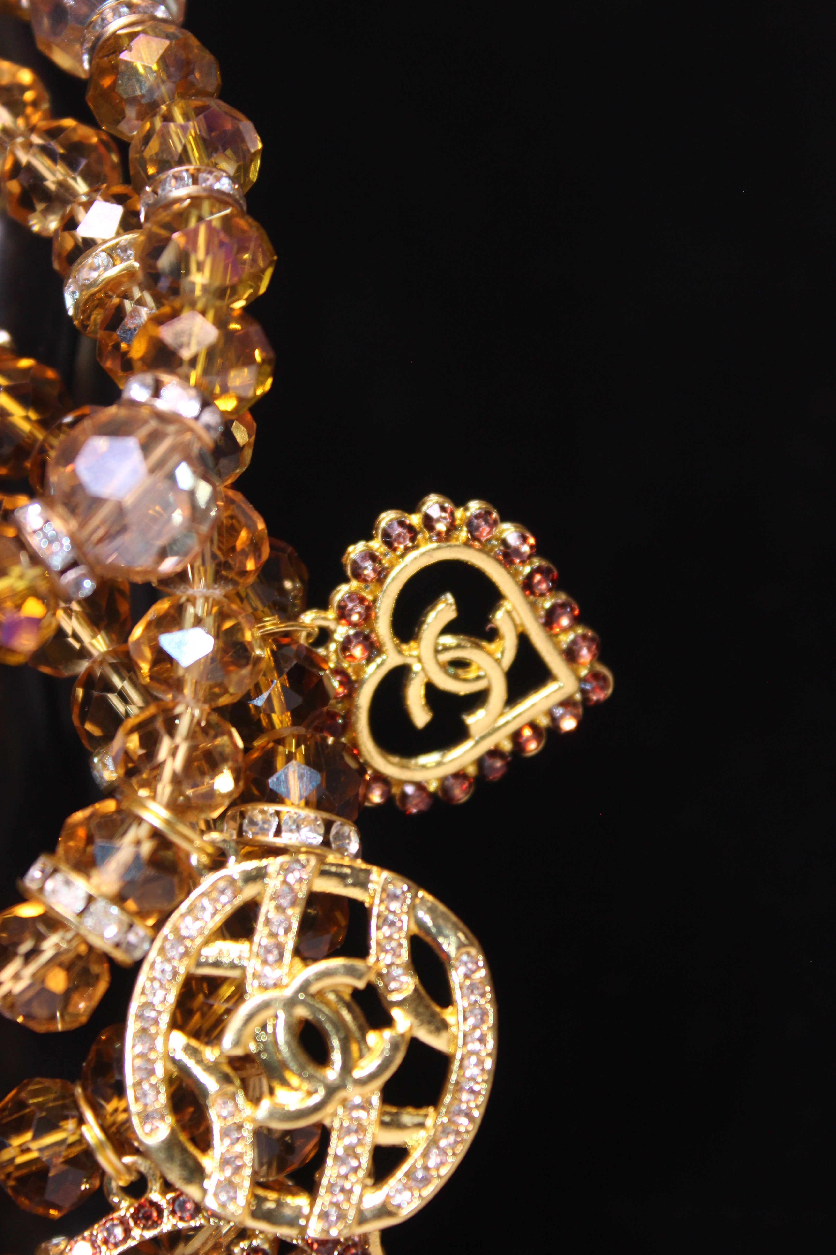 4 Piece Topaz & Gold Crystal Charm Bracelet Set