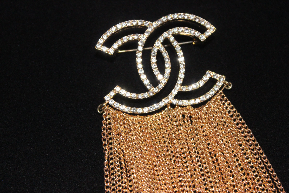 Gold Chain Brooch Pin