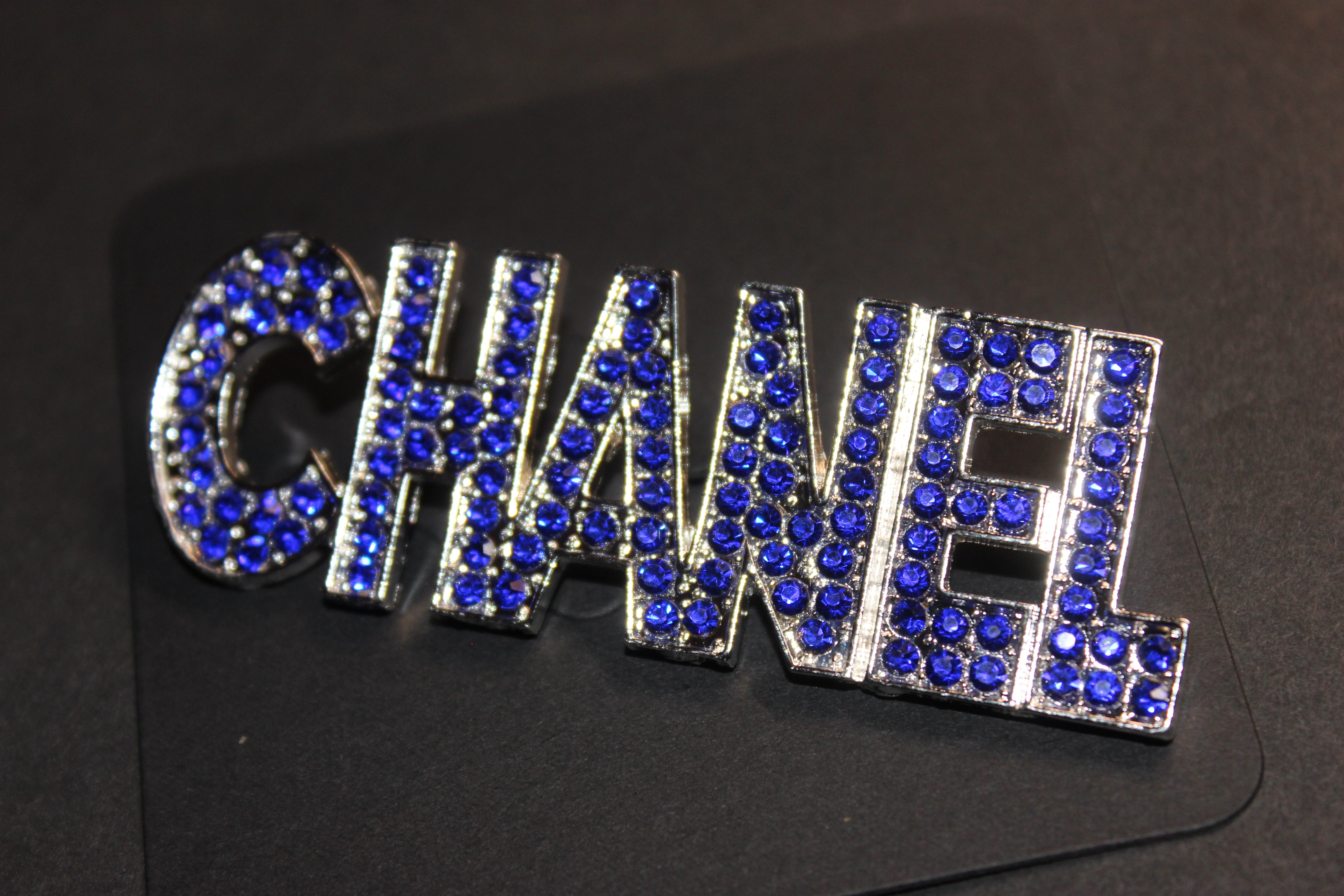Blue & Silver Rhinestone Brooch Pin