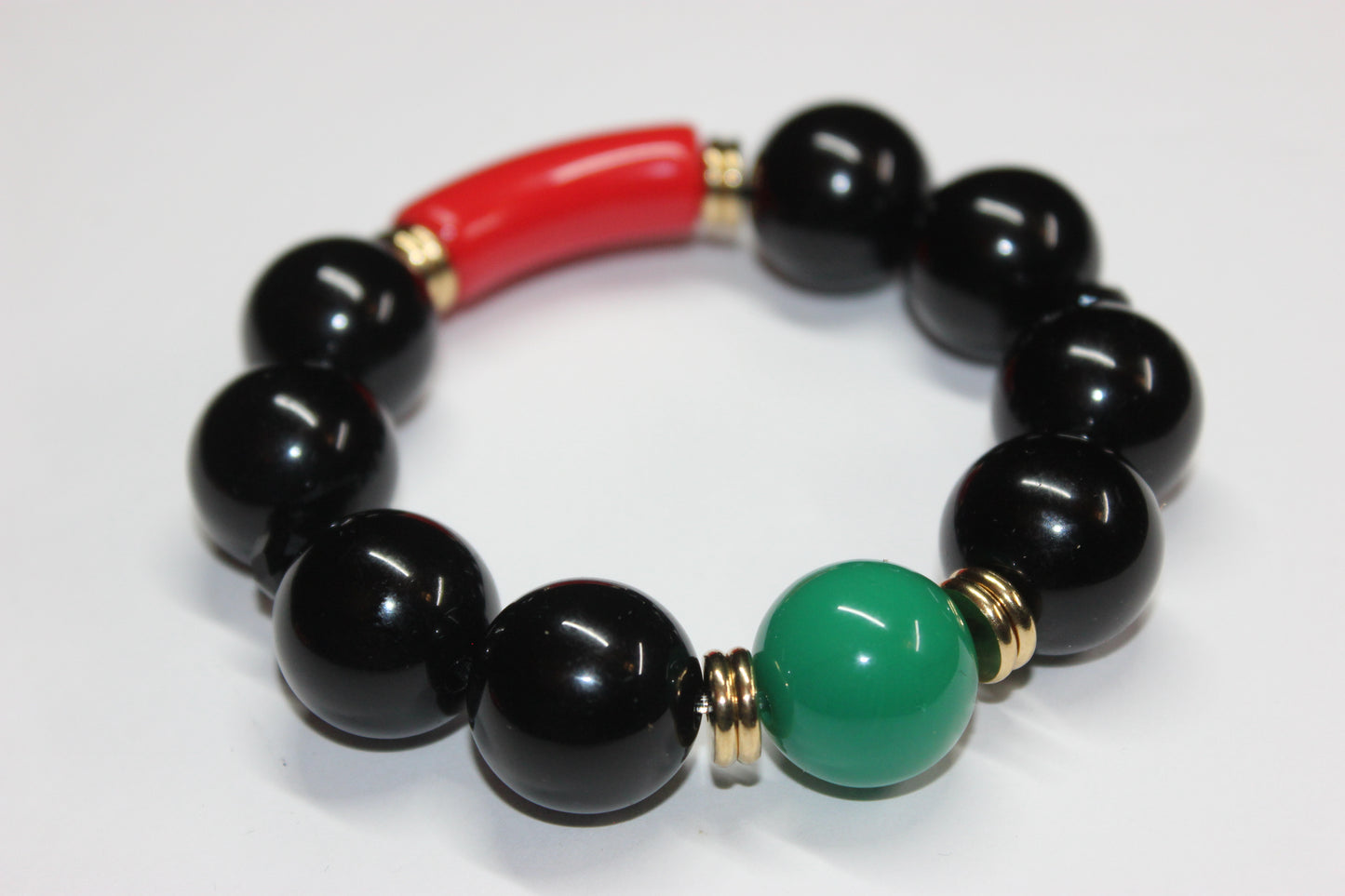 CBC Exclusive Large Beaded Bracelet- Black/Red/Green/Gold