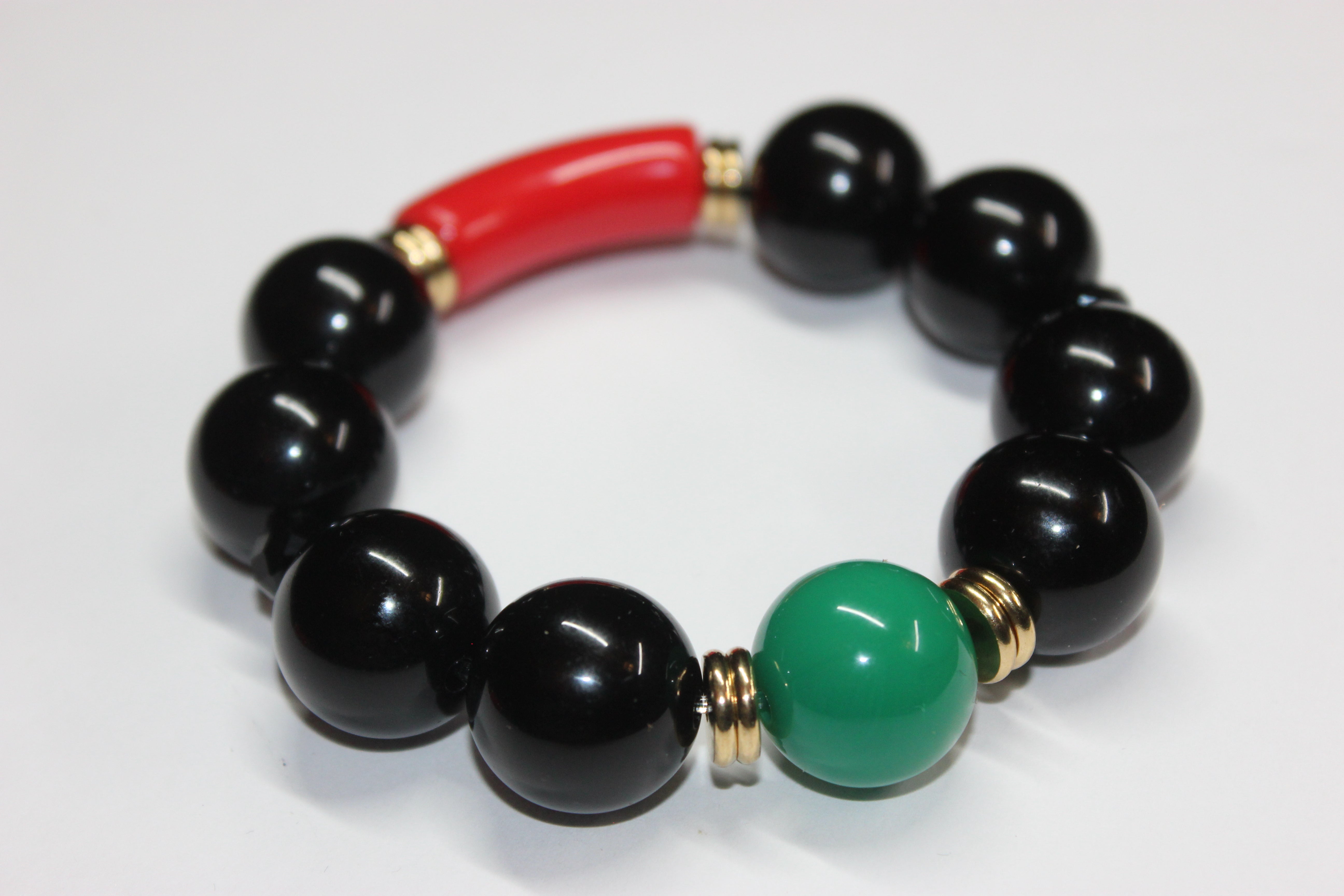CBC Exclusive Large Beaded Bracelet- Black/Red/Green/Gold
