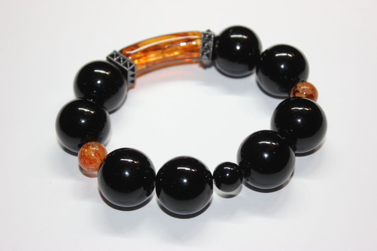 Shades Of Black & Topaz Large Beaded Bracelet