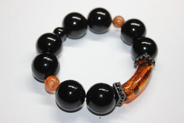 Shades Of Black & Topaz Large Beaded Bracelet