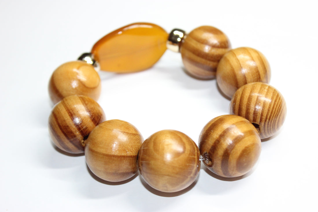 Large Mirahee Wooden Beaded Bracelet (Gold)