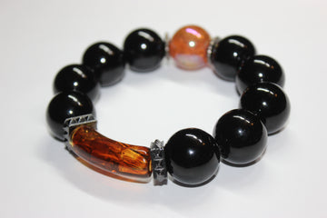 Shades Of Black & Topaz Beaded Bracelet