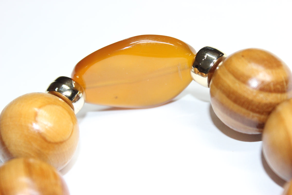 Large Mirahee Wooden Beaded Bracelet (Gold)