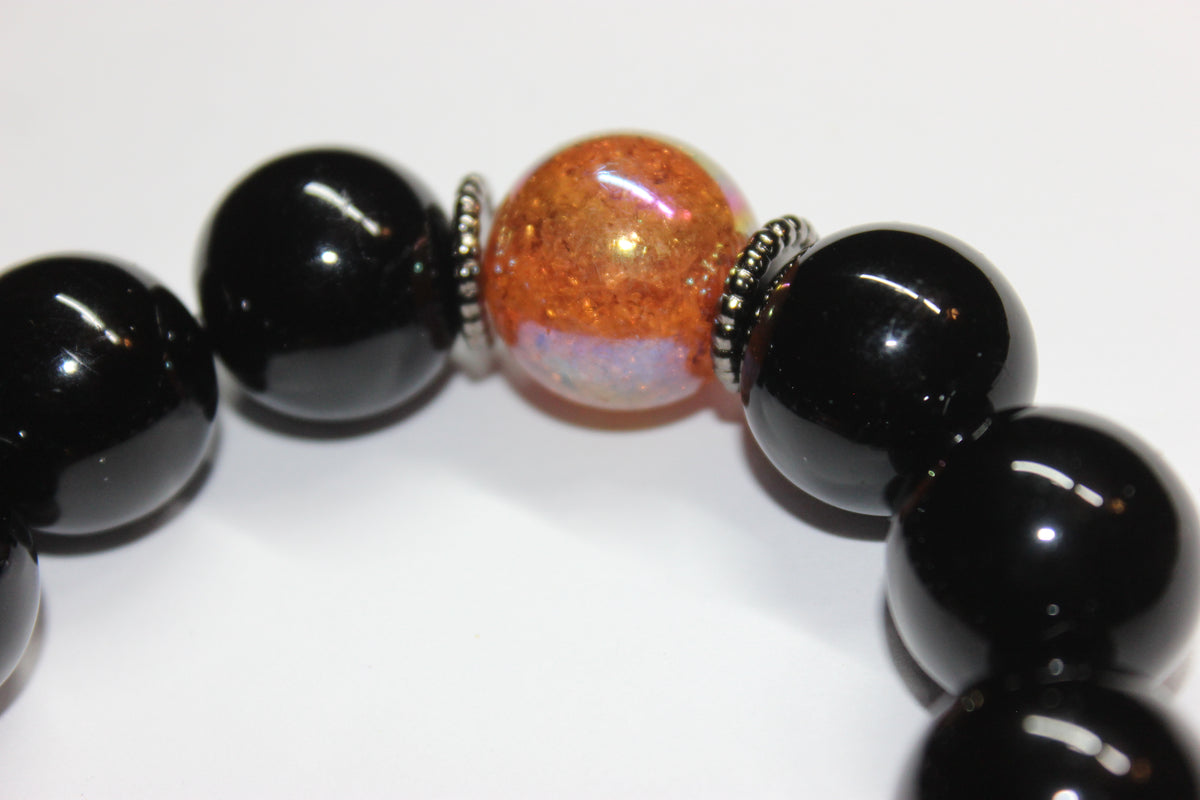 Shades Of Black & Topaz Beaded Bracelet