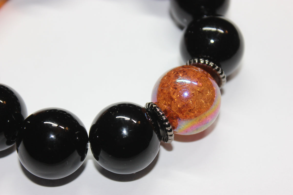 Shades Of Black & Topaz Beaded Bracelet
