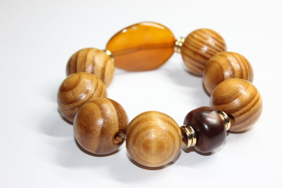 Large Ferahee Wooden Beaded Bracelet