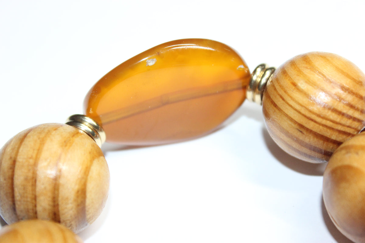 Large Mirahee Wooden Beaded Bracelet (Gold)
