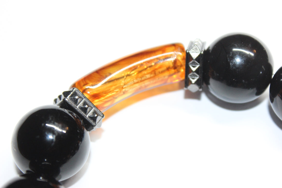 Black & Topaz Large Beaded Bracelet