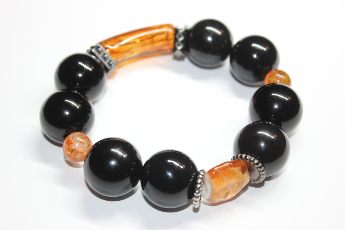 Black & Topaz Large Beaded Bracelet
