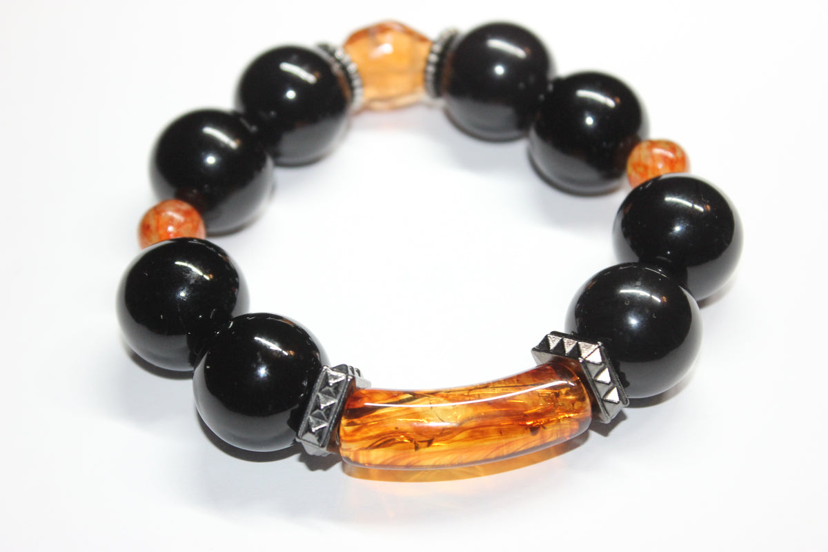 Black & Topaz Large Beaded Bracelet