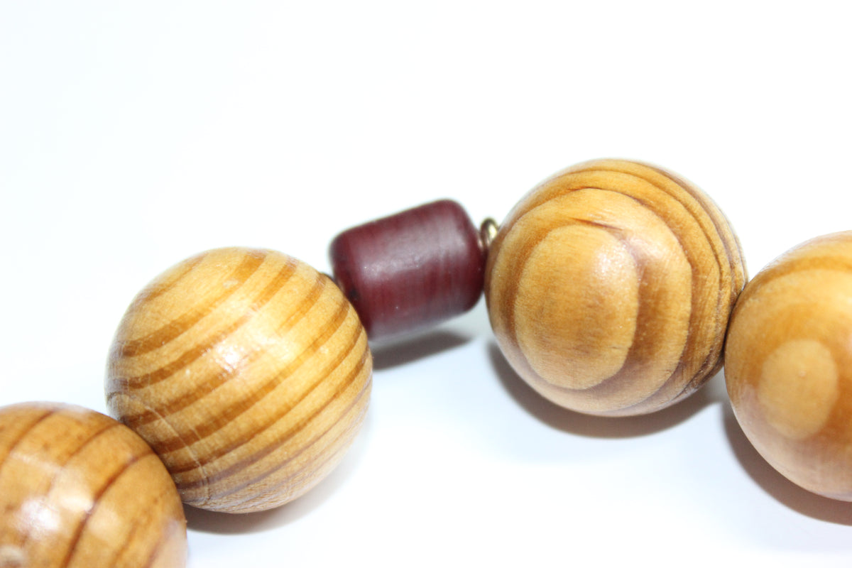 Shades Of Red & Gold Large Wooden Beaded Bracelet