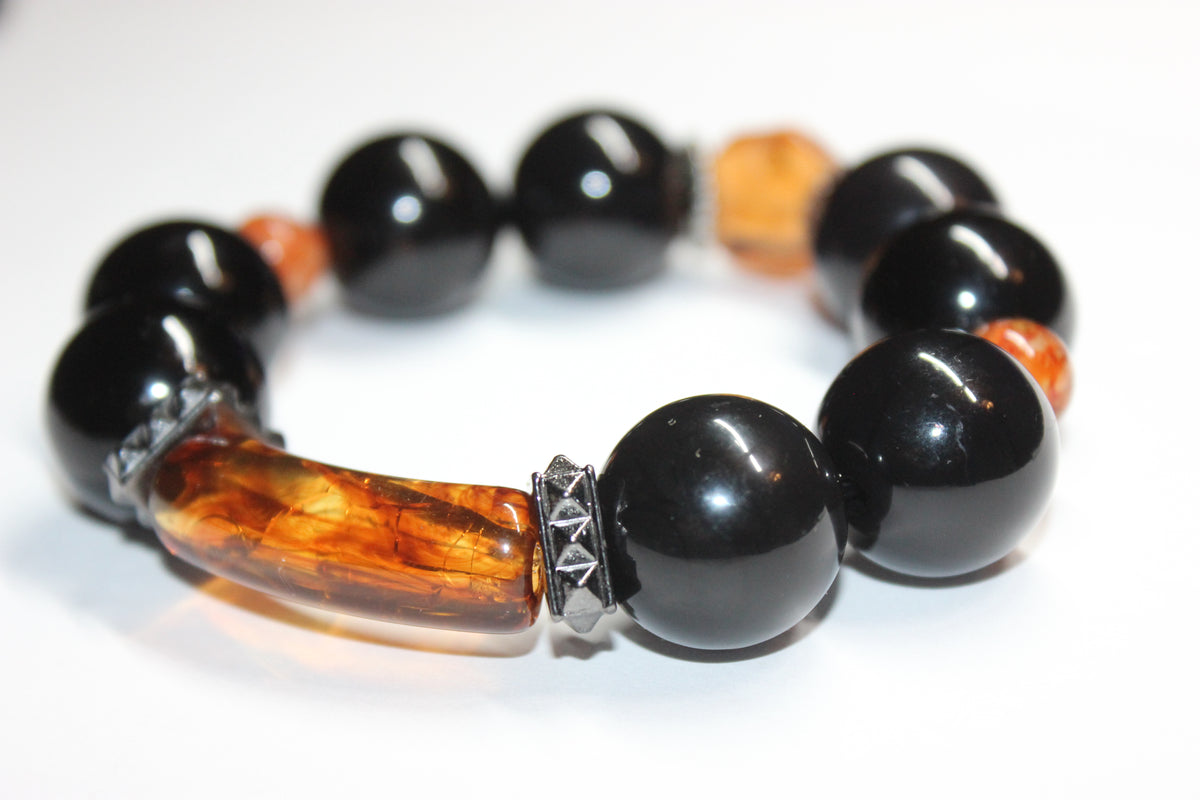 Black & Topaz Large Beaded Bracelet