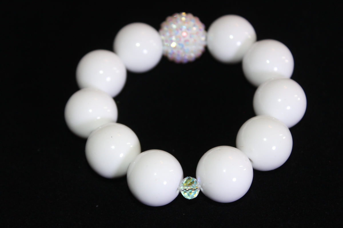 Large White Beaded Bracelet