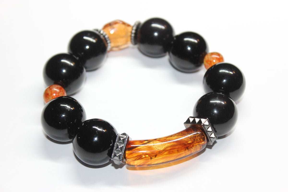 Black & Topaz Large Beaded Bracelet