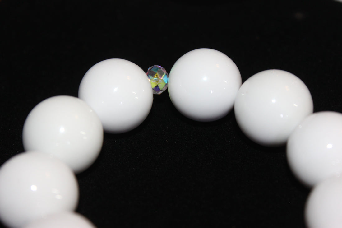 Large White Beaded Bracelet
