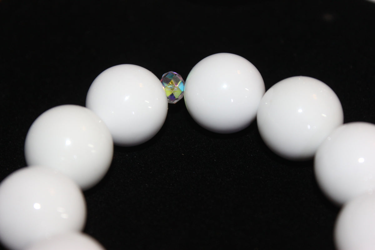 Large White Beaded Bracelet