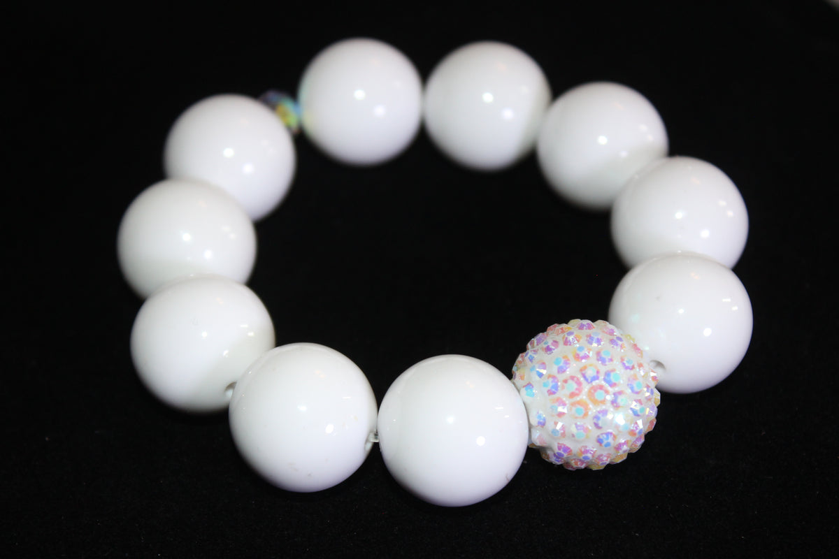 Large White Beaded Bracelet
