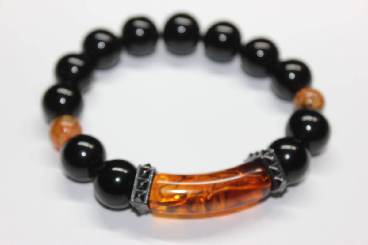 Shades Of Topaz & Black Beaded Bracelet