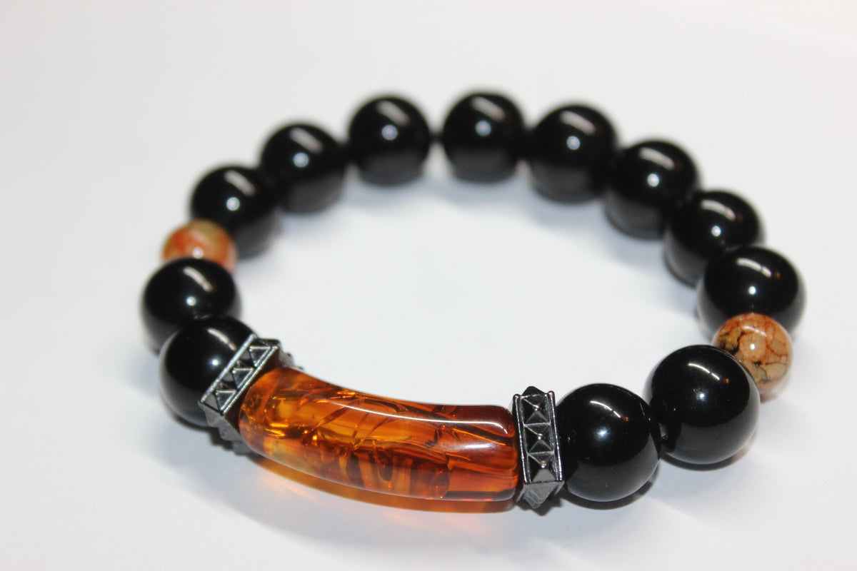 Shades Of Topaz & Black Beaded Bracelet