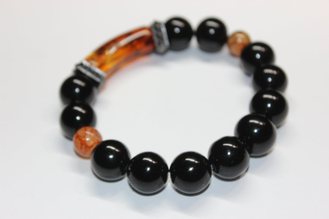 Shades Of Topaz & Black Beaded Bracelet
