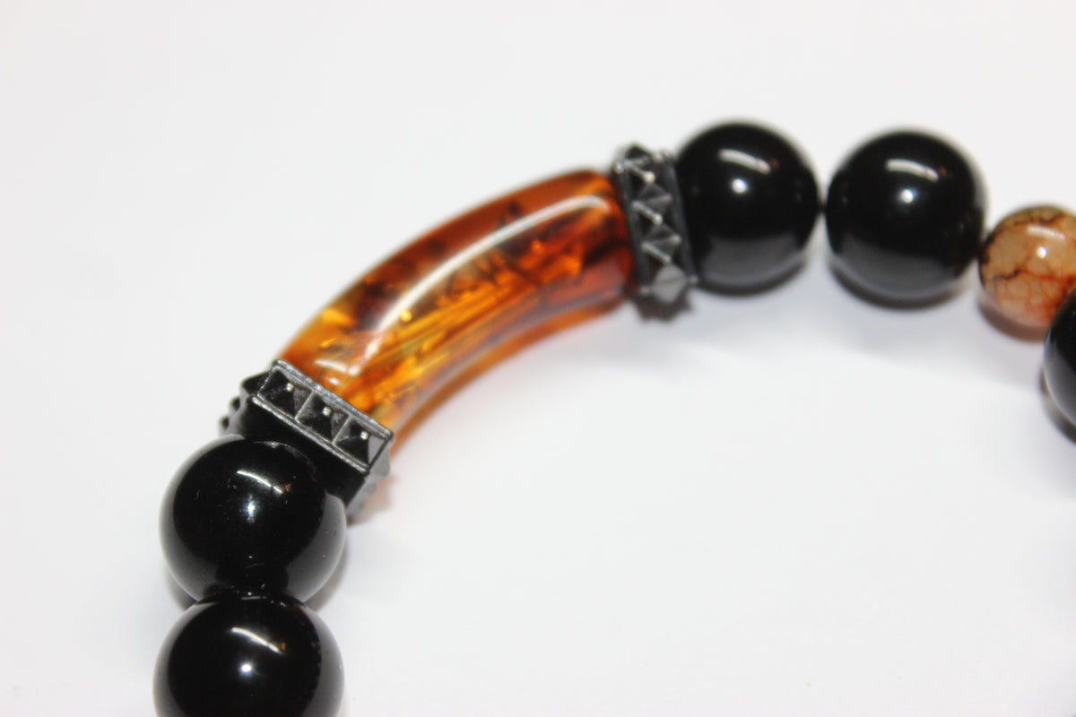 Black & Topaz Large Beaded Bracelet