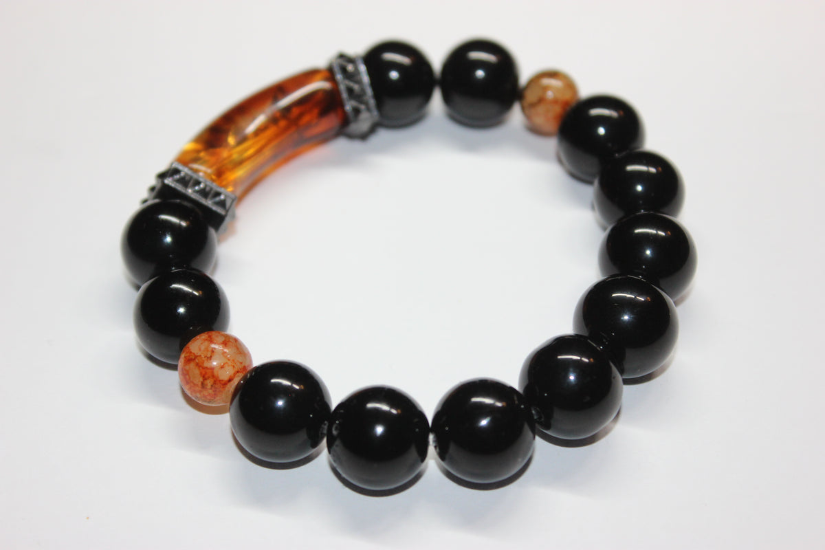 Shades Of Topaz & Black Beaded Bracelet