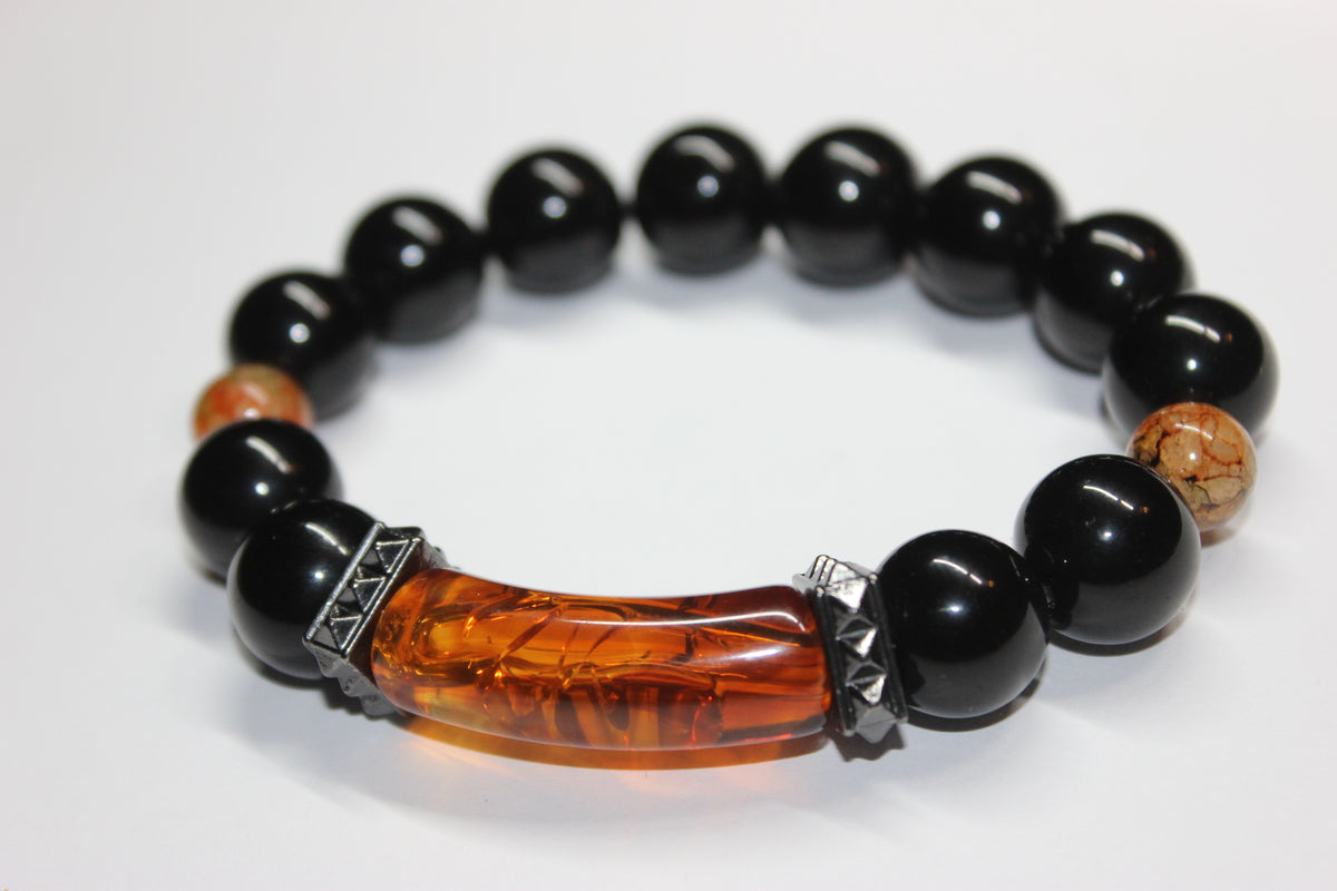 Shades Of Topaz & Black Beaded Bracelet