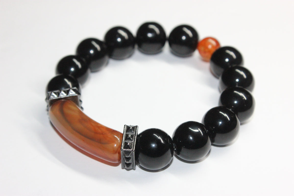 Shades Of Topaz & Black Beaded Bracelet