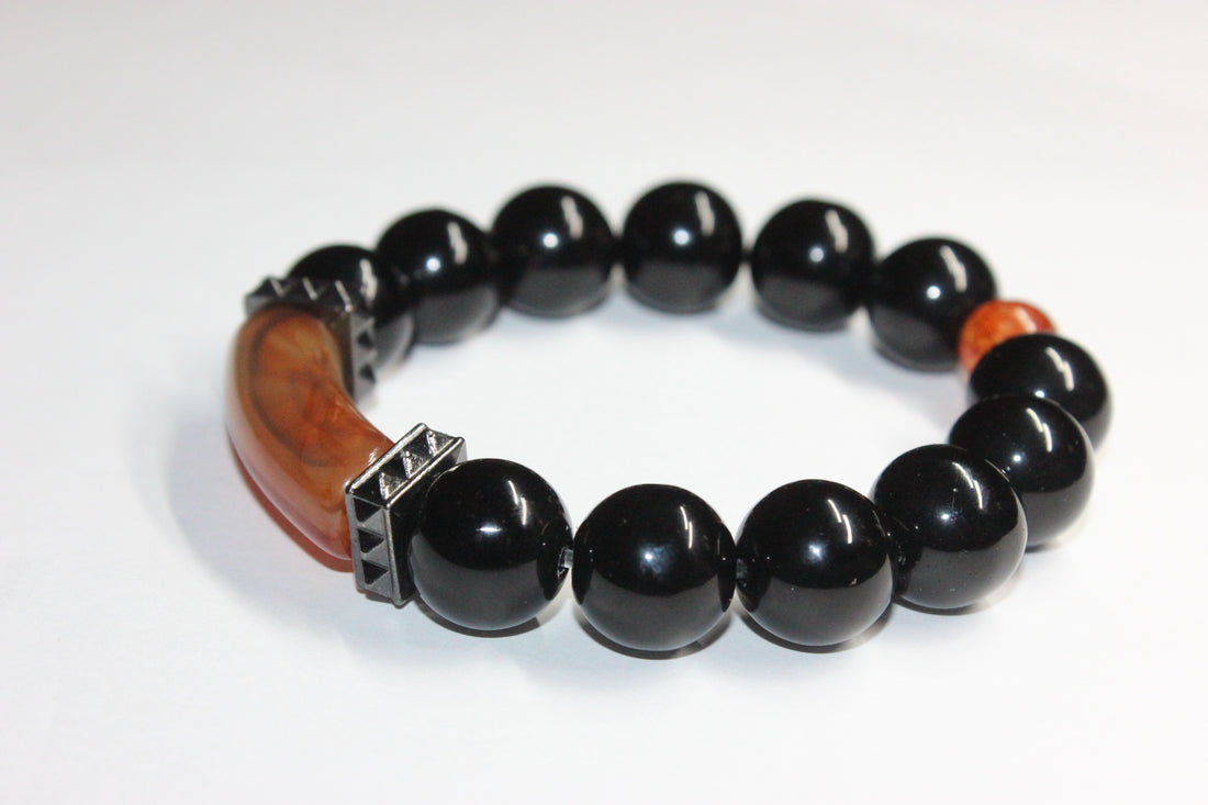 Shades Of Topaz & Black Beaded Bracelet