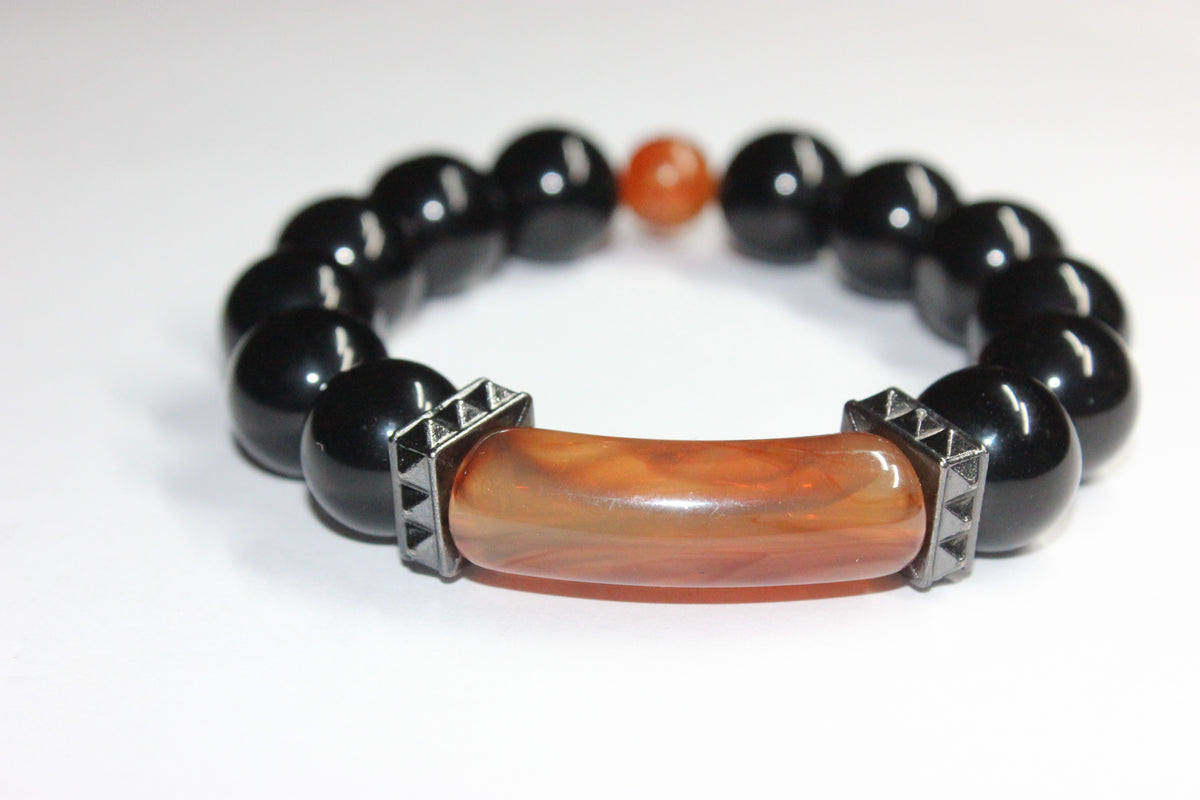 Shades Of Topaz & Black Beaded Bracelet