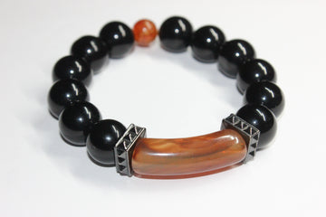 Shades Of Topaz & Black Beaded Bracelet