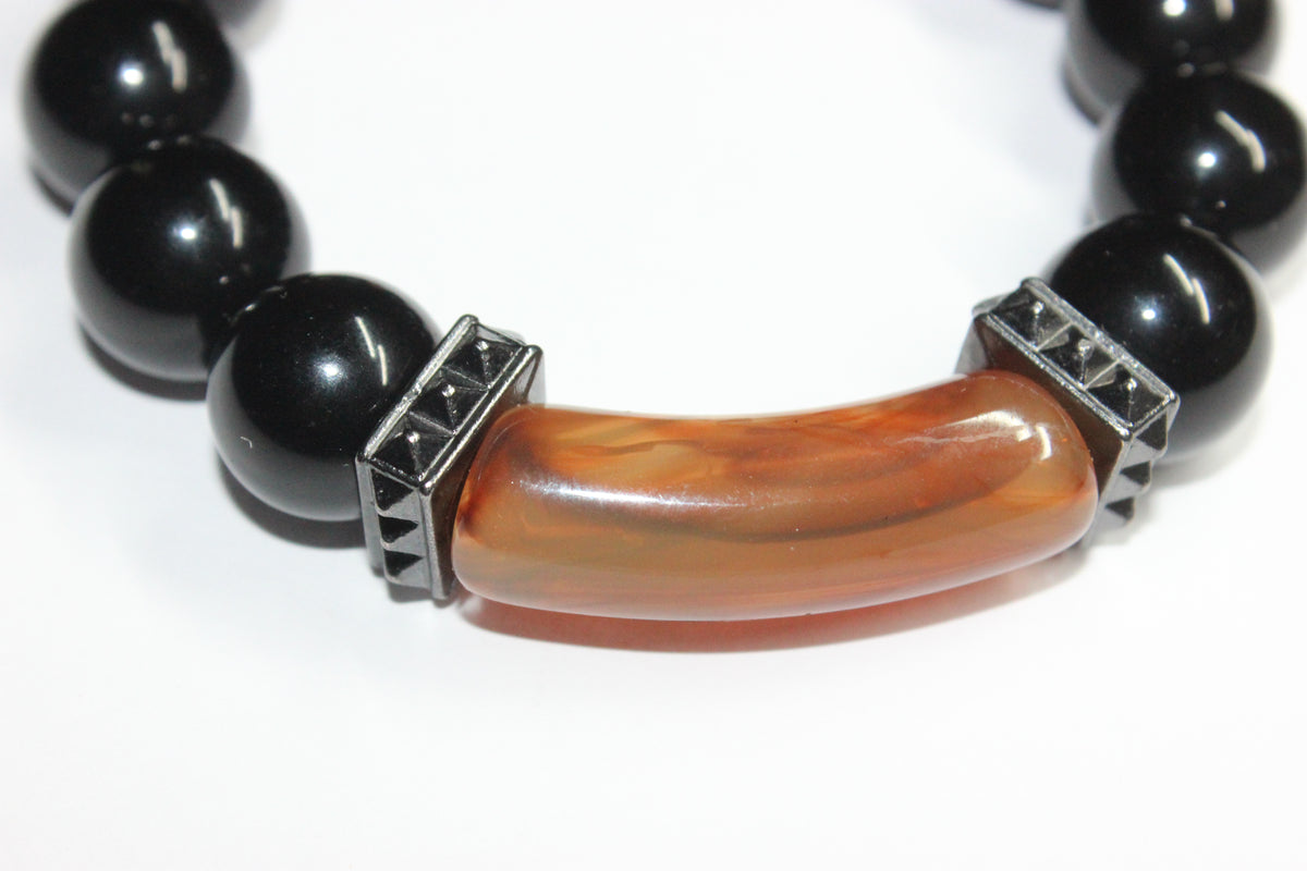 Shades Of Topaz & Black Beaded Bracelet