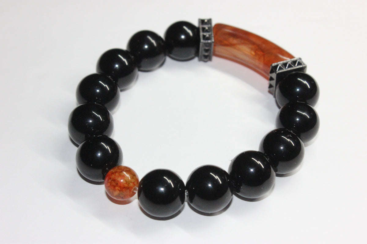 Shades Of Topaz & Black Beaded Bracelet