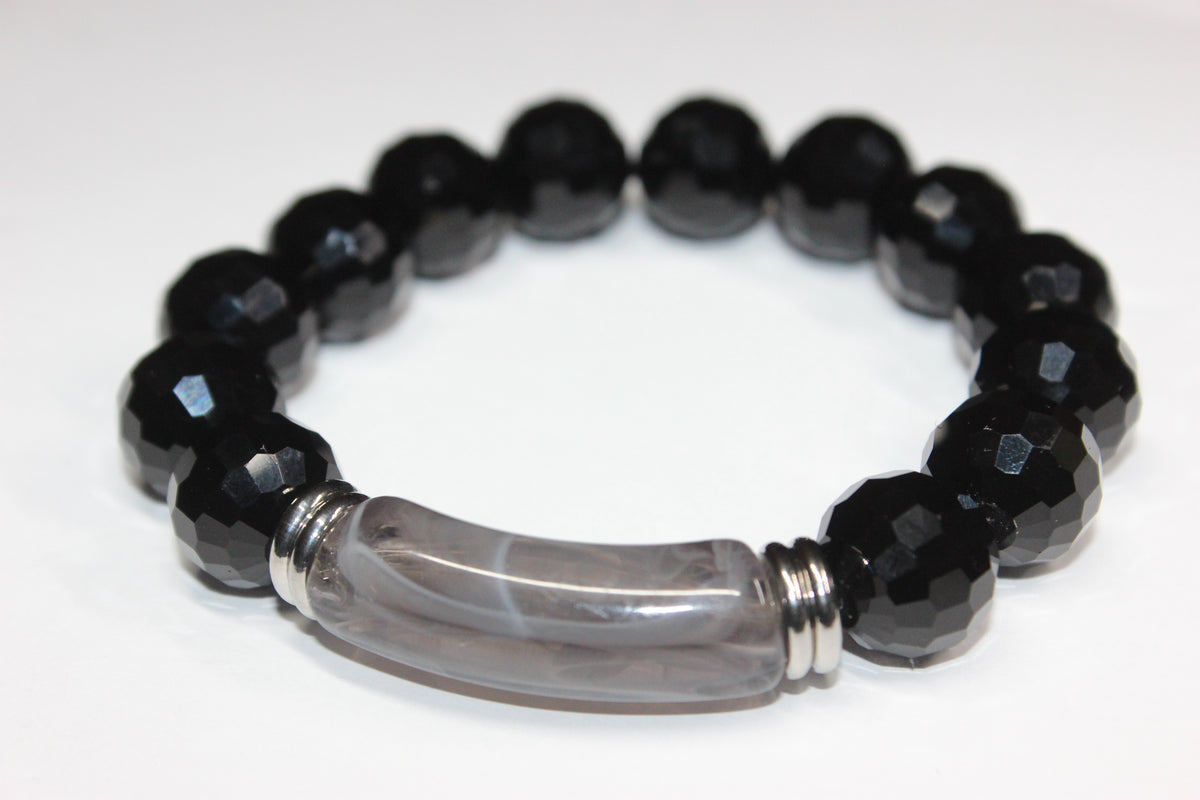 Shades Of Grey & Black Ice Beaded Bracelet