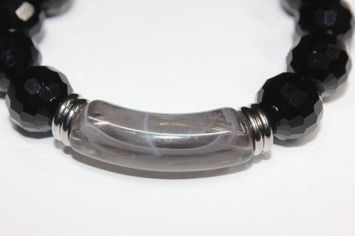 Shades Of Grey & Black Ice Beaded Bracelet