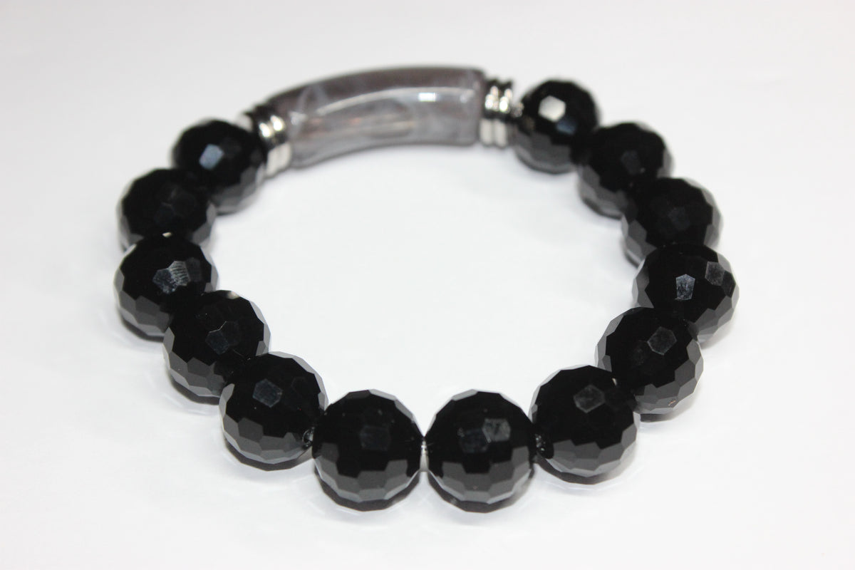 Shades Of Grey & Black Ice Beaded Bracelet