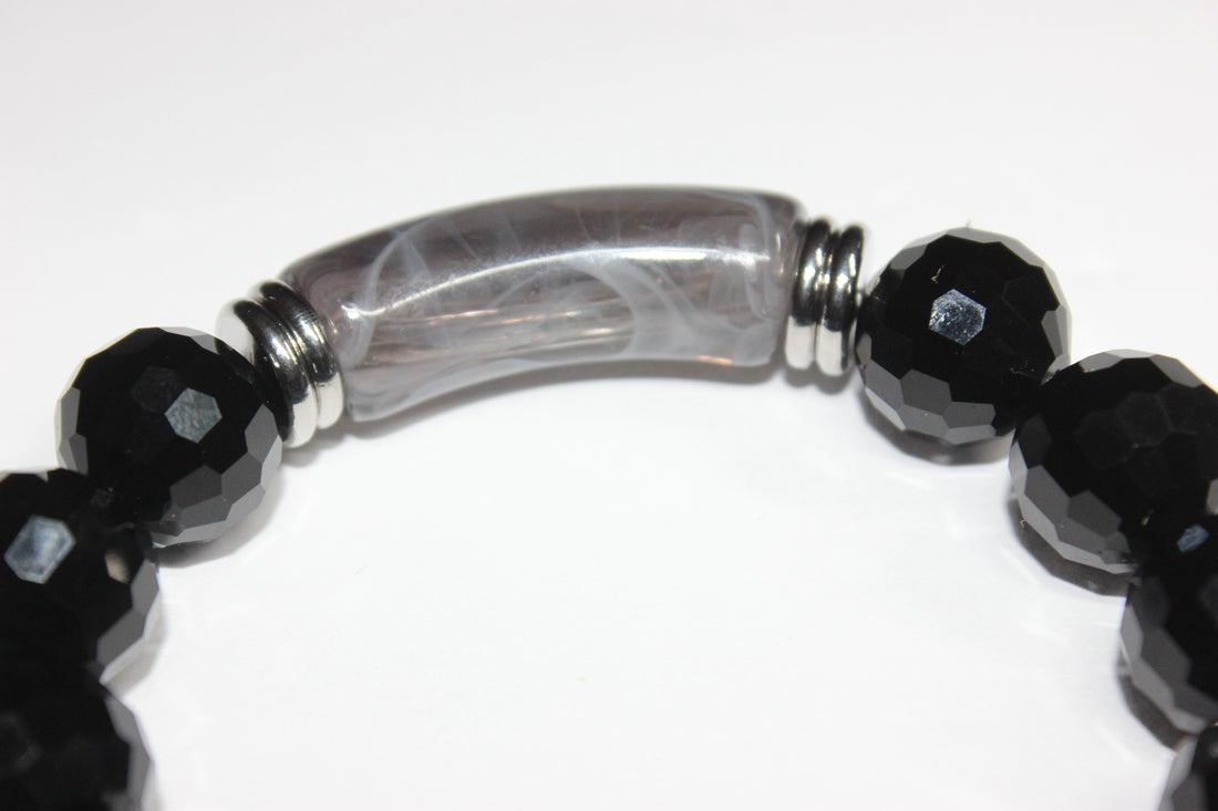 Shades Of Grey & Black Ice Beaded Bracelet