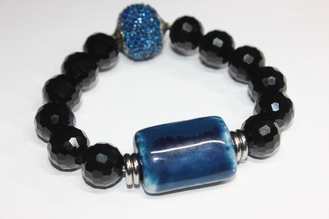 Shades Of Blue & Black Ice Beaded Bracelet